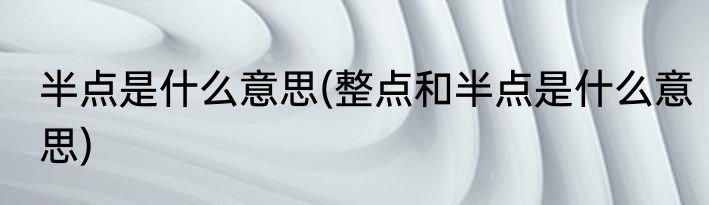 半点是什么意思(整点和半点是什么意思)