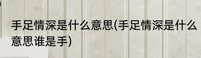 手足情深是什么意思(手足情深是什么意思谁是手)