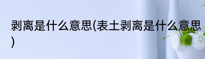 剥离是什么意思(表土剥离是什么意思)