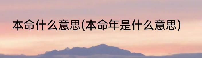 本命什么意思(本命年是什么意思)