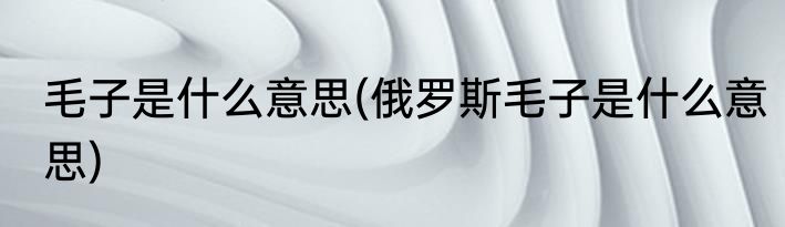 毛子是什么意思(俄罗斯毛子是什么意思)