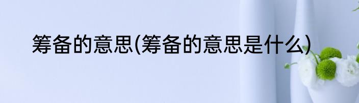 筹备的意思(筹备的意思是什么)