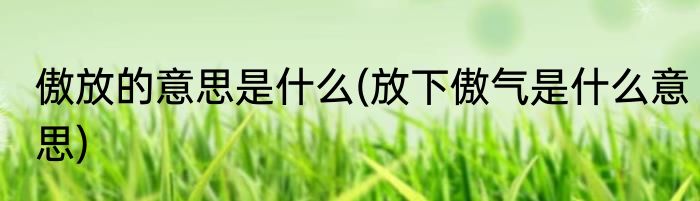 傲放的意思是什么(放下傲气是什么意思)