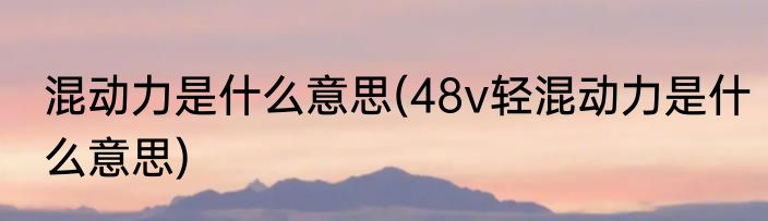 混动力是什么意思(48v轻混动力是什么意思)