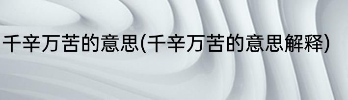 千辛万苦的意思(千辛万苦的意思解释)