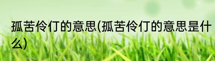 孤苦伶仃的意思(孤苦伶仃的意思昰什么)