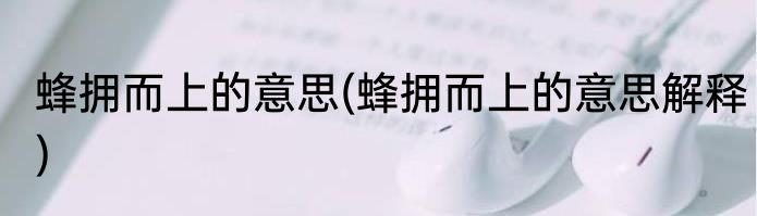 蜂拥而上的意思(蜂拥而上的意思解释)