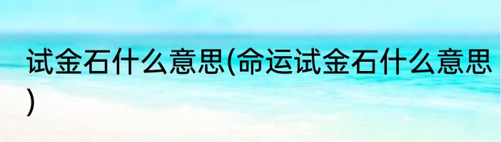 试金石什么意思(命运试金石什么意思)