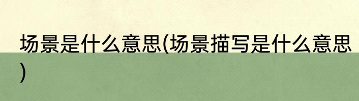 场景是什么意思(场景描写是什么意思)