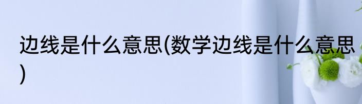 边线是什么意思(数学边线是什么意思)