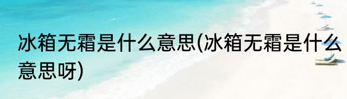 冰箱无霜是什么意思(冰箱无霜是什么意思呀)