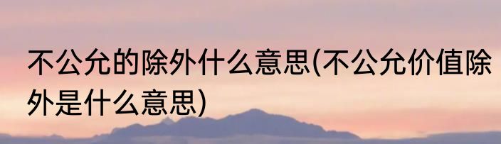 不公允的除外什么意思(不公允价值除外是什么意思)