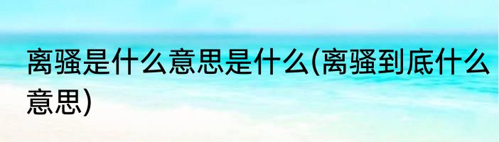 离骚是什么意思是什么(离骚到底什么意思)