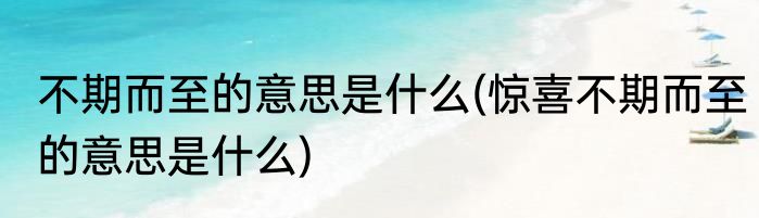 不期而至的意思是什么(惊喜不期而至的意思是什么)