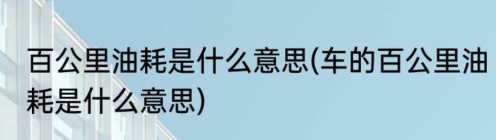 百公里油耗是什么意思(车的百公里油耗是什么意思)