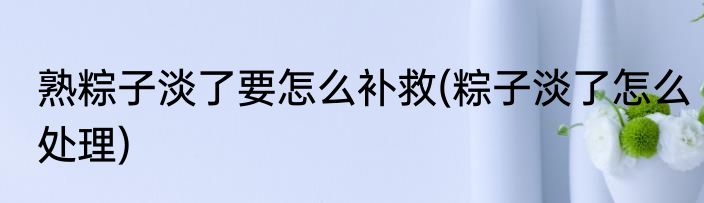 熟粽子淡了要怎么补救(粽子淡了怎么处理)