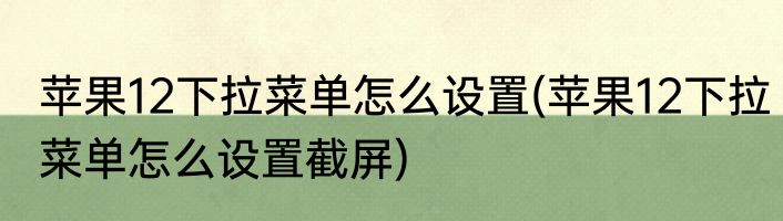 苹果12下拉菜单怎么设置(苹果12下拉菜单怎么设置截屏)