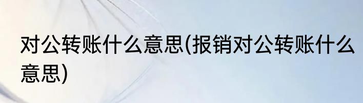 对公转账什么意思(报销对公转账什么意思)