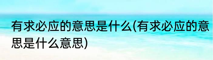 有求必应的意思是什么(有求必应的意思是什么意思)