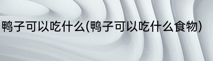 鸭子可以吃什么(鸭子可以吃什么食物)