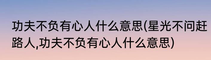 功夫不负有心人什么意思(星光不问赶路人,功夫不负有心人什么意思)