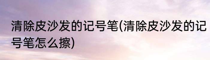 清除皮沙发的记号笔(清除皮沙发的记号笔怎么擦)
