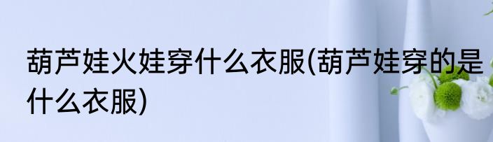 葫芦娃火娃穿什么衣服(葫芦娃穿的是什么衣服)