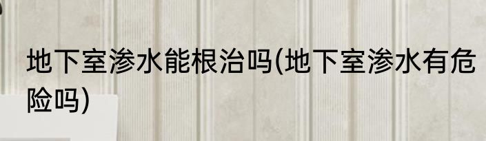 地下室渗水能根治吗(地下室渗水有危险吗)