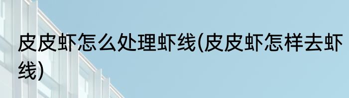 皮皮虾怎么处理虾线(皮皮虾怎样去虾线)