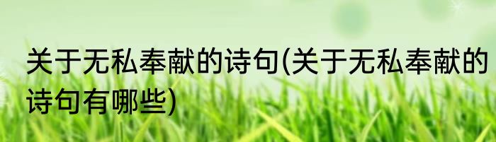 关于无私奉献的诗句(关于无私奉献的诗句有哪些)