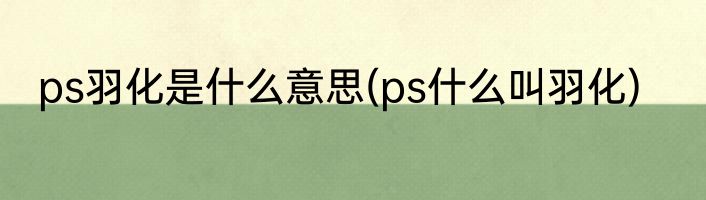 ps羽化是什么意思(ps什么叫羽化)
