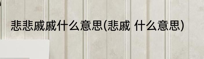 悲悲戚戚什么意思(悲戚 什么意思)