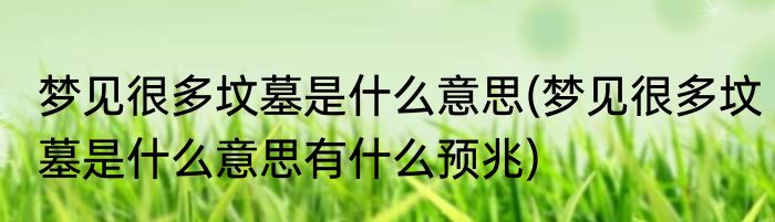 梦见很多坟墓是什么意思(梦见很多坟墓是什么意思有什么预兆)