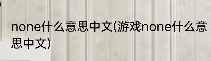 none什么意思中文(游戏none什么意思中文)