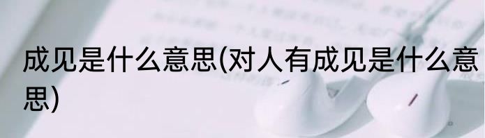 成见是什么意思(对人有成见是什么意思)
