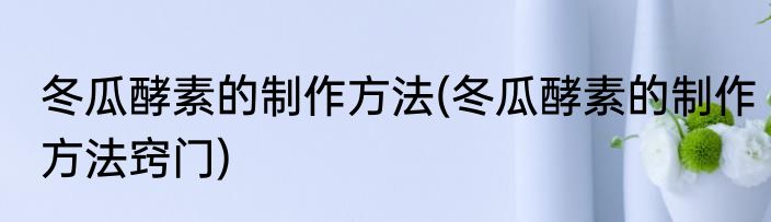 冬瓜酵素的制作方法(冬瓜酵素的制作方法窍门)