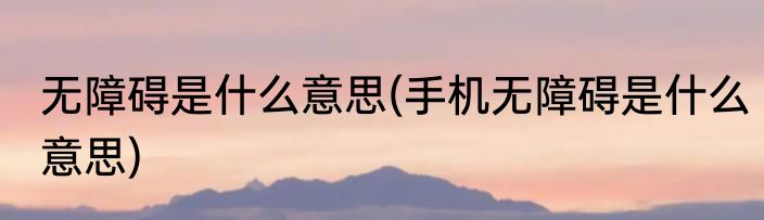无障碍是什么意思(手机无障碍是什么意思)