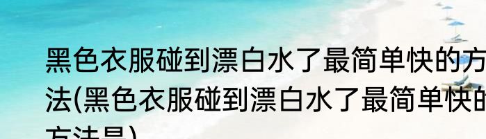 黑色衣服碰到漂白水了最简单快的方法(黑色衣服碰到漂白水了最简单快的方法是)