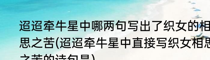 迢迢牵牛星中哪两句写出了织女的相思之苦(迢迢牵牛星中直接写织女相思之苦的诗句是)