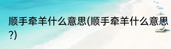 顺手牵羊什么意思(顺手牵羊什么意思?)