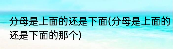 分母是上面的还是下面(分母是上面的还是下面的那个)