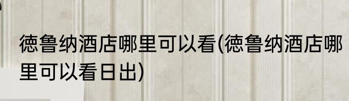 徳鲁纳酒店哪里可以看(徳鲁纳酒店哪里可以看日出)