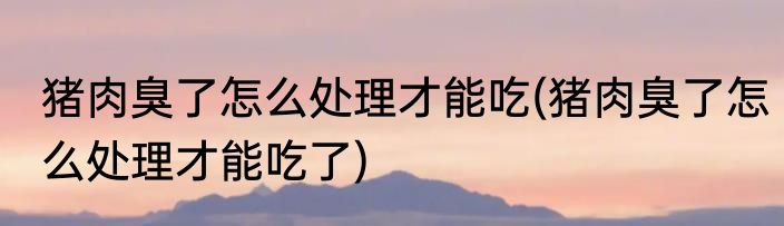 猪肉臭了怎么处理才能吃(猪肉臭了怎么处理才能吃了)