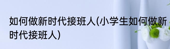 如何做新时代接班人(小学生如何做新时代接班人)