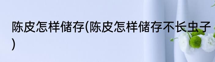 陈皮怎样储存(陈皮怎样储存不长虫子)