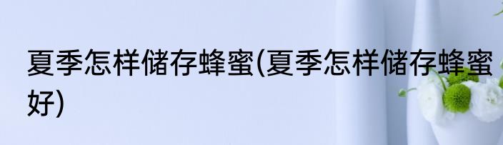 夏季怎样储存蜂蜜(夏季怎样储存蜂蜜好)