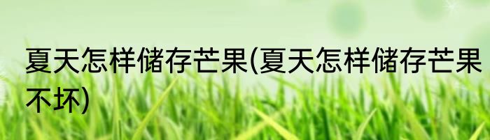 夏天怎样储存芒果(夏天怎样储存芒果不坏)