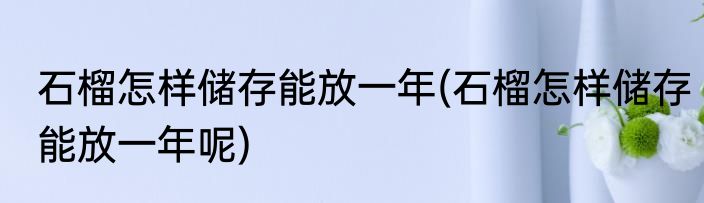 石榴怎样储存能放一年(石榴怎样储存能放一年呢)