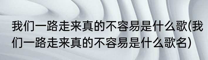 我们一路走来真的不容易是什么歌(我们一路走来真的不容易是什么歌名)