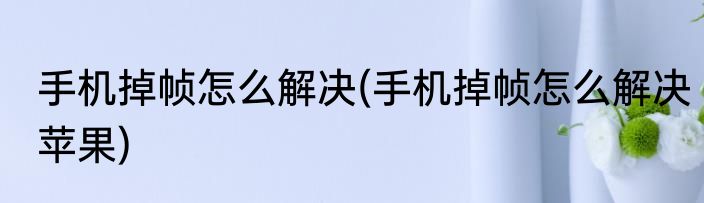 手机掉帧怎么解决(手机掉帧怎么解决苹果)